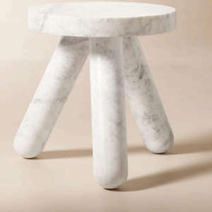 White Round Marble Stool